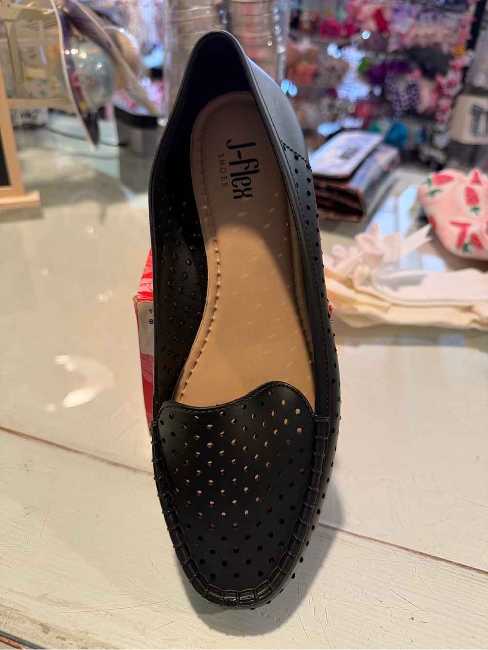 Black Perforated Slip-On Loafer for Women